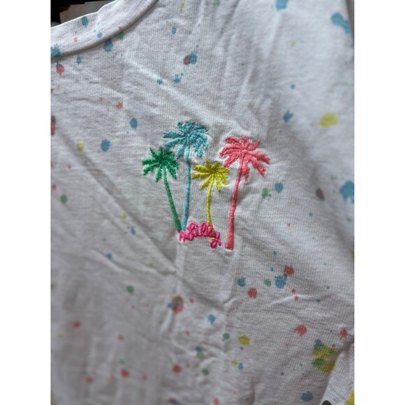 Lilly Pulitzer Sheridan Palm Tree Paint Splatter Crewneck Sweatshirt Top Size XL - Picture 2 of 12